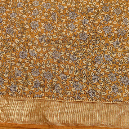 Indian Vintage Green Saree Block Printed Sari chanderi Silk Sari Craft Fabric 5Yd Floral Soft Zari Dress making Bollywood saree Birds
