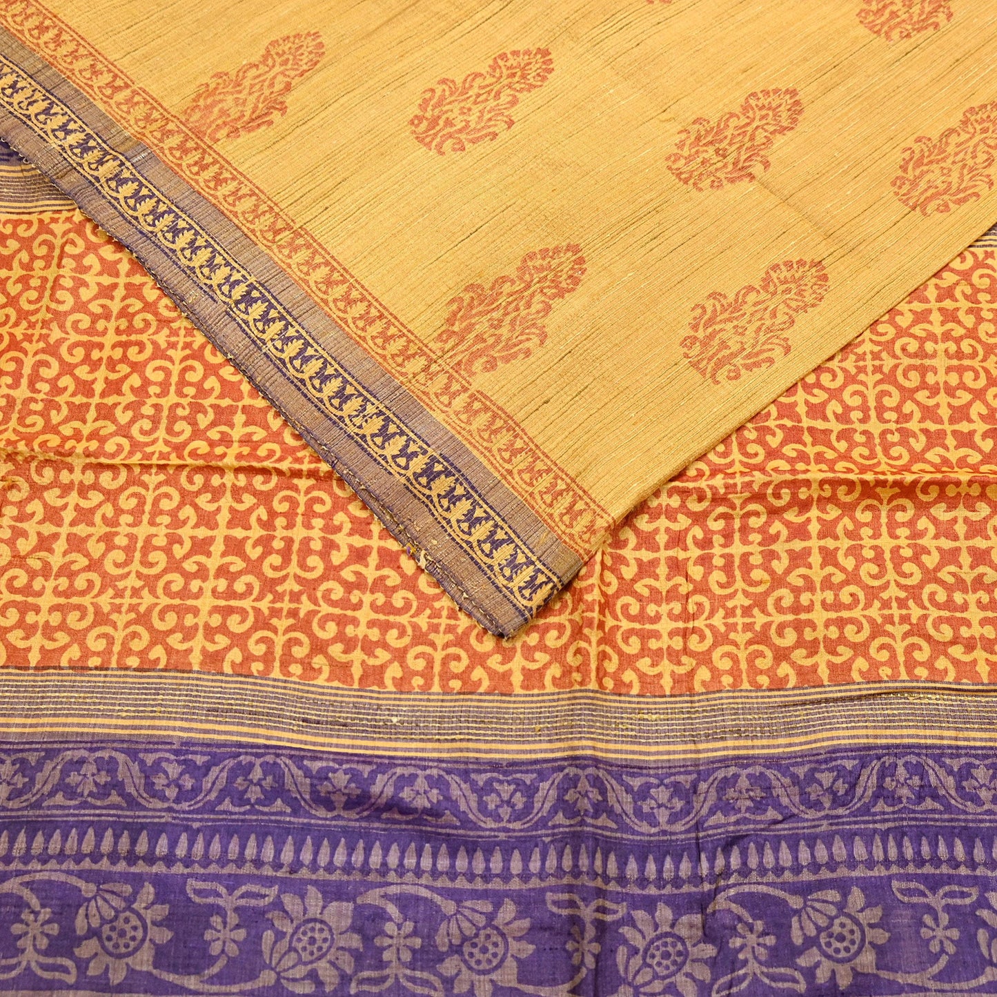 Indian Vintage Heavy Sari Mustard Pure Khadi Silk Handloom Saree Craft Fabric 5yd Ethnic Wear Dress making For Crafting Quilting