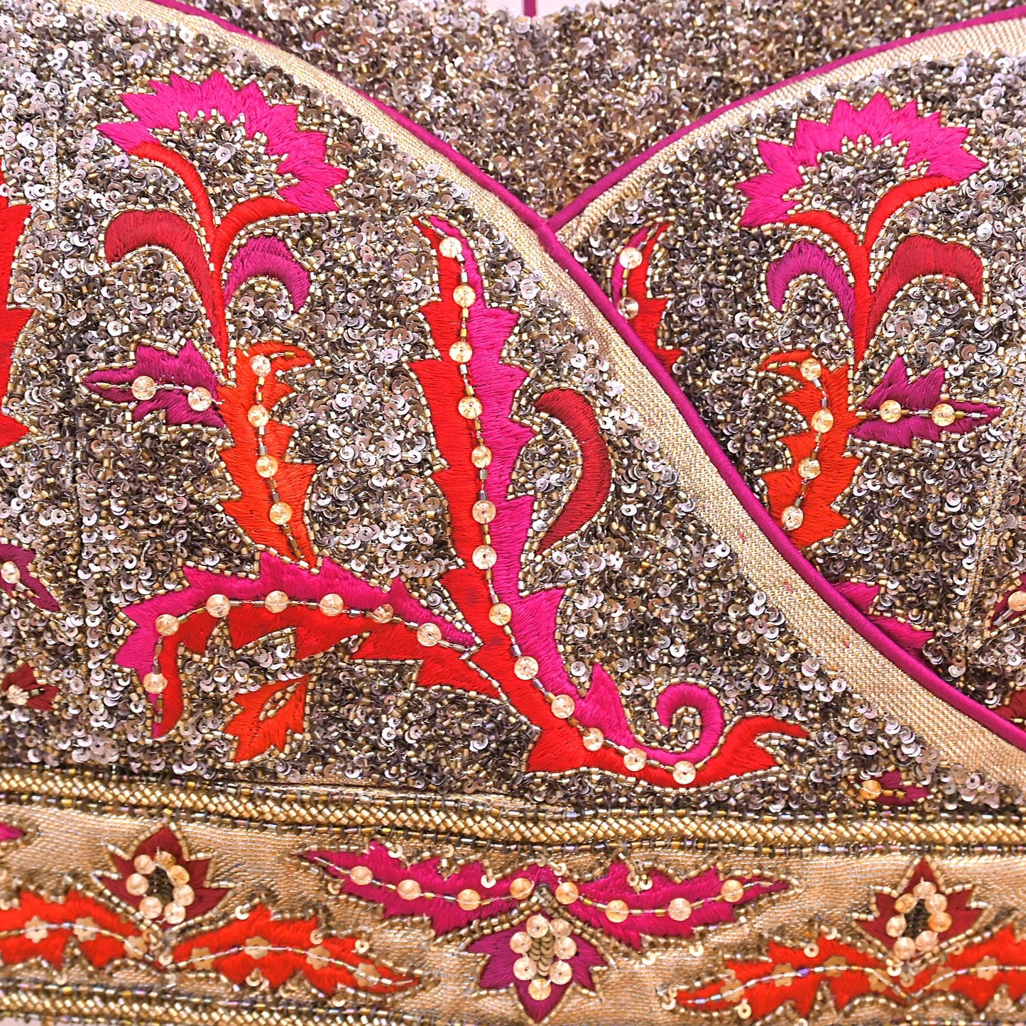 Orange & Purple Heavy Hand Embroidered Designer Lehenga Set Net Lehenga Padded Blouse, Dupatta Indian Wedding Outfit Sequins Beaded 3pc Set