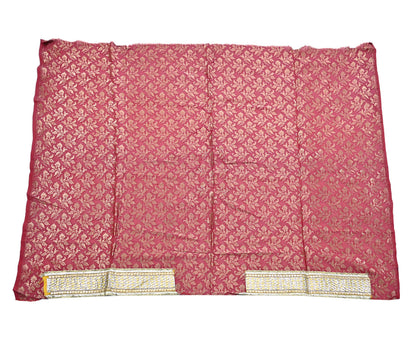 Indian Pre-owned Maroon & Orange Pure Silk Net Hand Embroidered Lehenga 3pcs Set Bridal Party Wear With Blouse/Dupatta Bollywood Lehenga