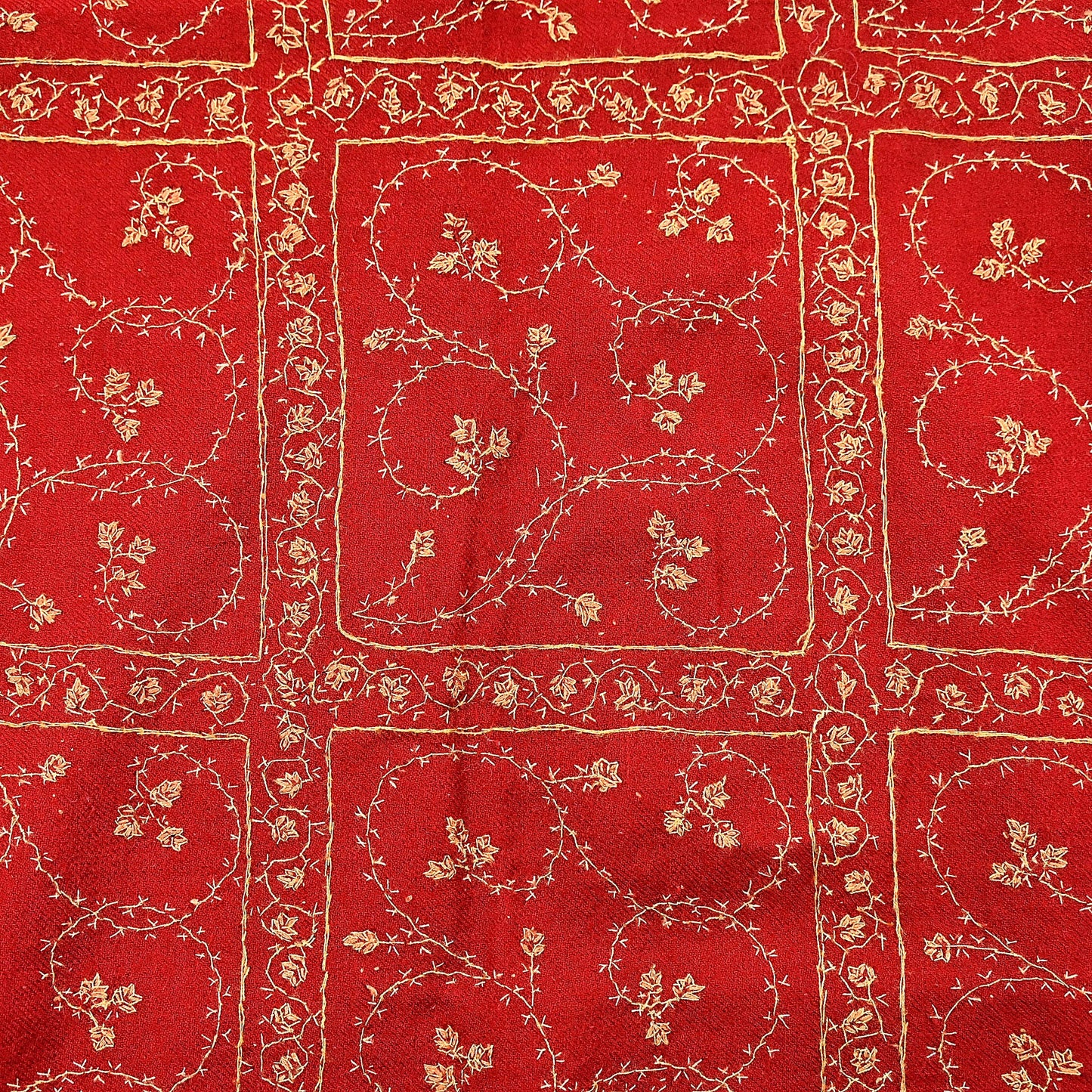 Vintage Black & Red Wool Shawl Hand-Embroidered Suzani Stole Pure Wool Wrap warm soft