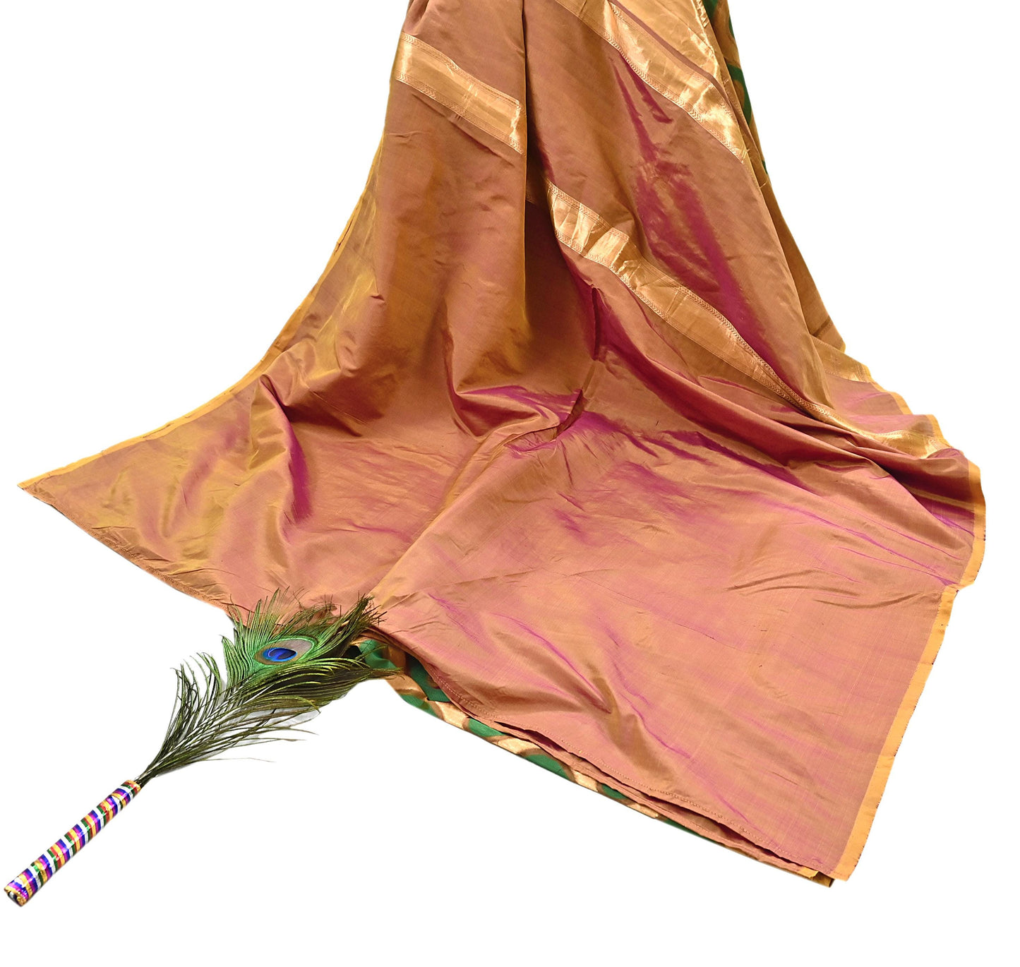 Indian Vintage Heavy Sari Purple & Saffron Hand Woven Sarees 100% Pure Silk Zari 5Yd Floral with Blouse fabric