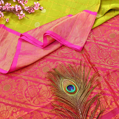 Indian Vintage Heavy Purple & Green Kanjivaram Saree 100% Pure Silk Sari Metallic Zari 5Yd Floral Crafting Dress making Ethnic Peacock