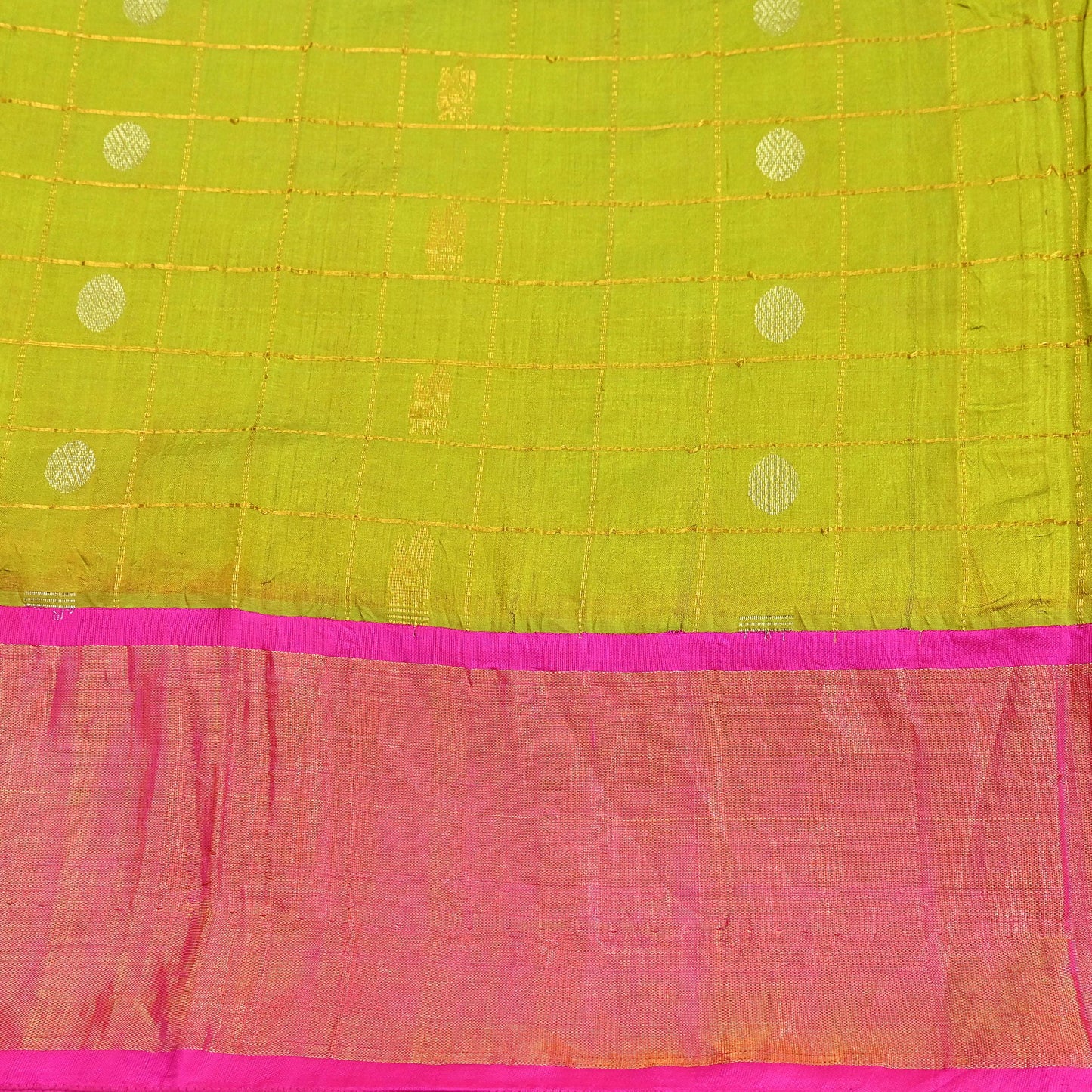 Indian Vintage Heavy Purple & Green Kanjivaram Saree 100% Pure Silk Sari Metallic Zari 5Yd Floral Crafting Dress making Ethnic Peacock