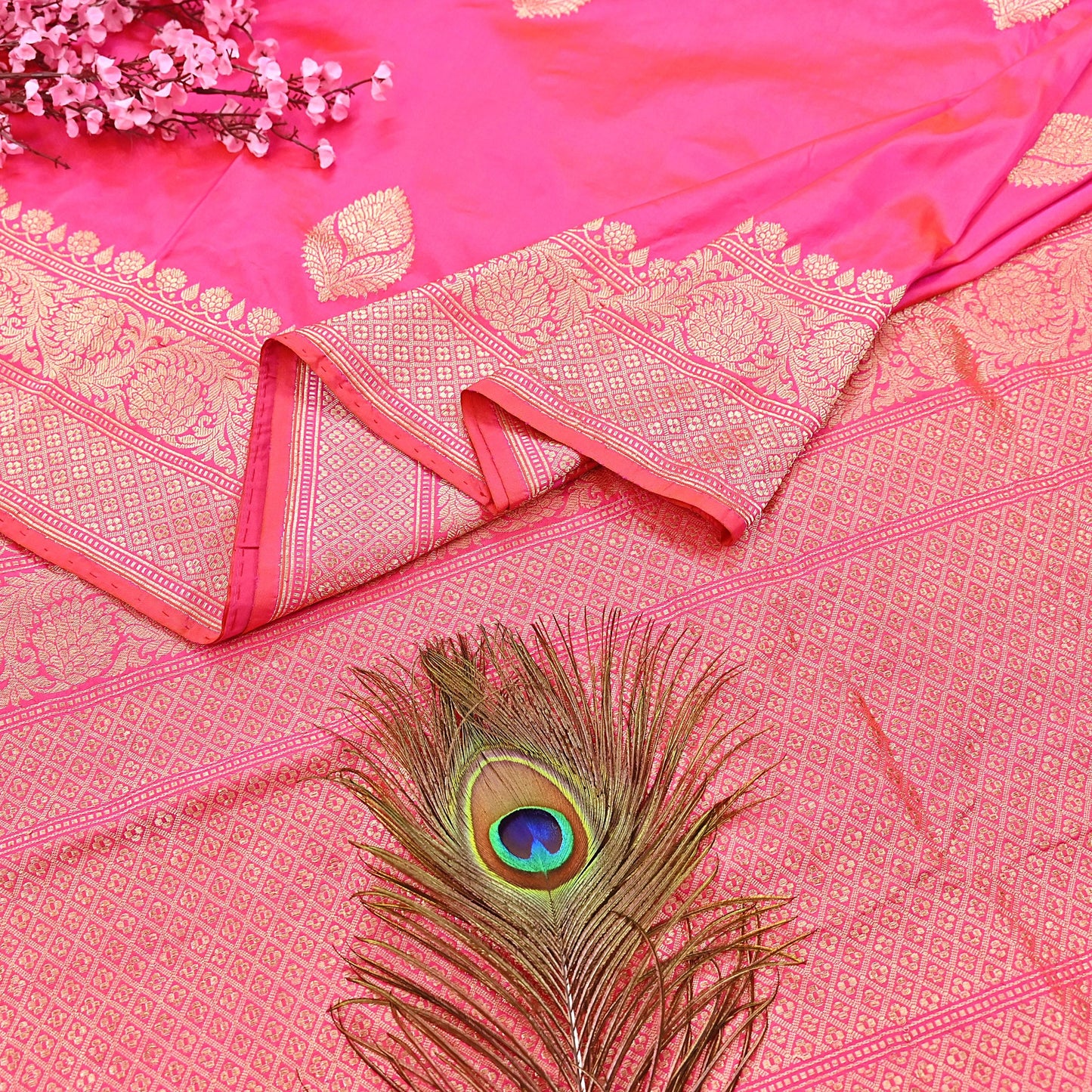 Indian Vintage Pink & Purple Sari Wedding Pure Silk Hand Woven Banarasi Sarees Zari 5Yd Ethnic Dress Making Crafting