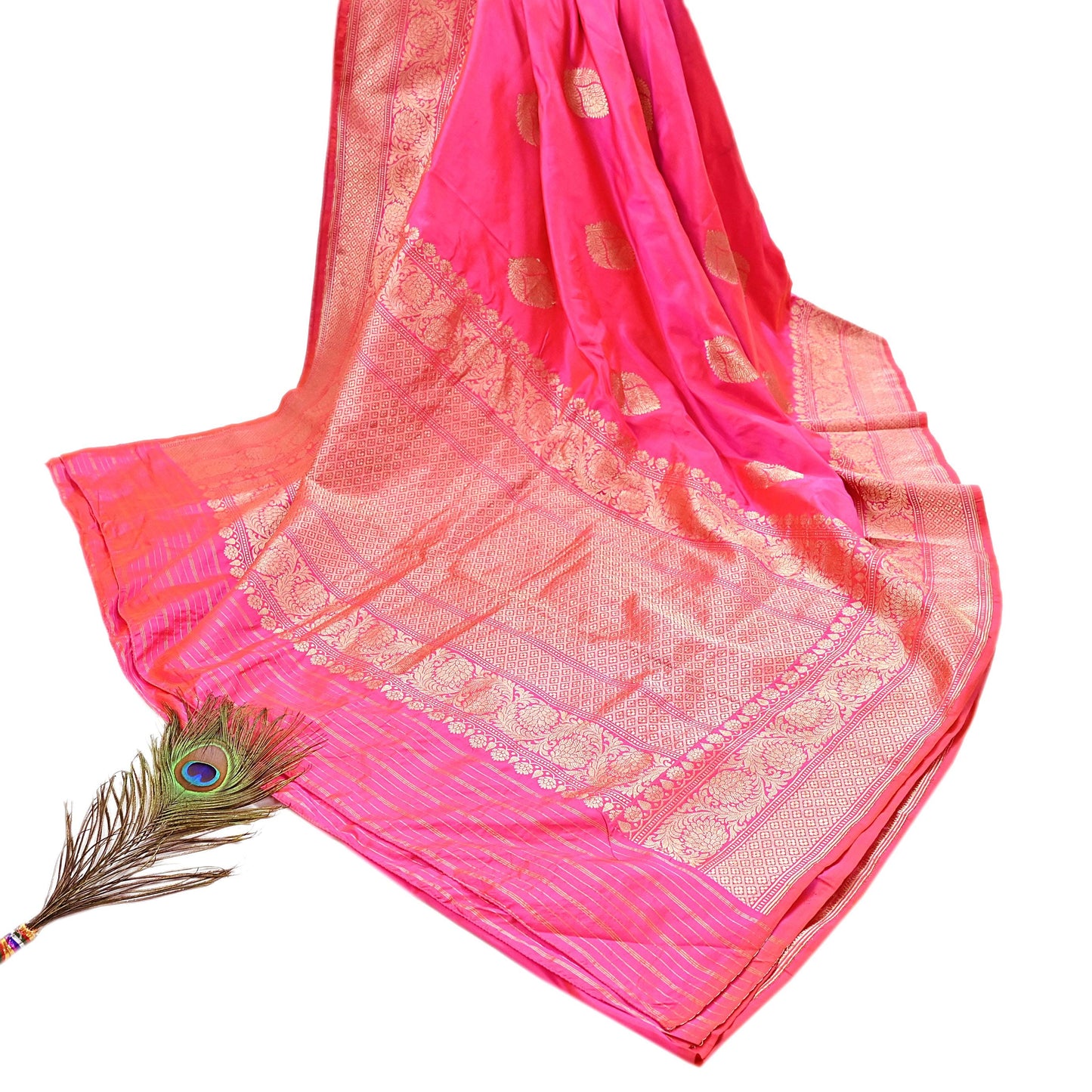 Indian Vintage Pink & Purple Sari Wedding Pure Silk Hand Woven Banarasi Sarees Zari 5Yd Ethnic Dress Making Crafting