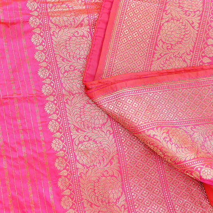 Indian Vintage Pink & Purple Sari Wedding Pure Silk Hand Woven Banarasi Sarees Zari 5Yd Ethnic Dress Making Crafting
