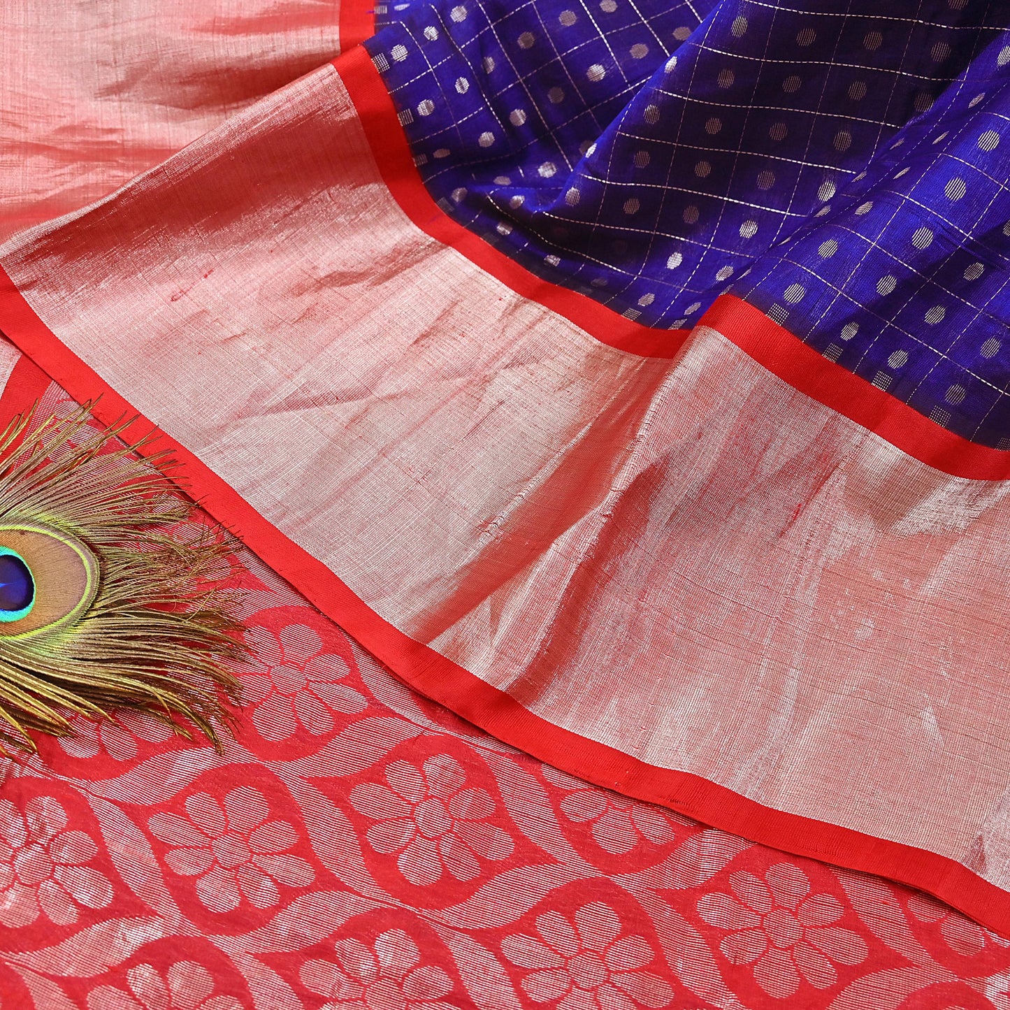 Indian Vintage Heavy Kanjivaram Saree 100% Pure Silk Sari Metallic Zari 5Yd Floral Crafting Dress making Ethnic Floral Fringes