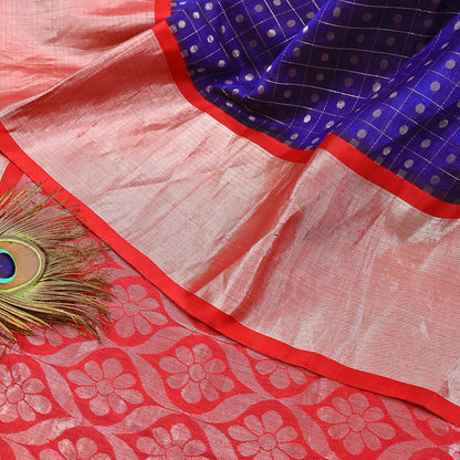 Indian Vintage Heavy Kanjivaram Saree 100% Pure Silk Sari Metallic Zari 5Yd Floral Crafting Dress making Ethnic Floral Fringes