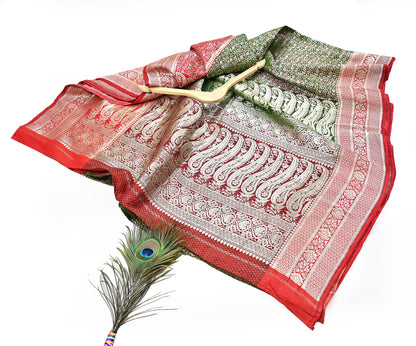 Indian Vintage Sari Heavy Pure Satin Silk Woven Banarasi Brocade Saree Zari 5Yd Ethnic Dress making Crafting Bollywood