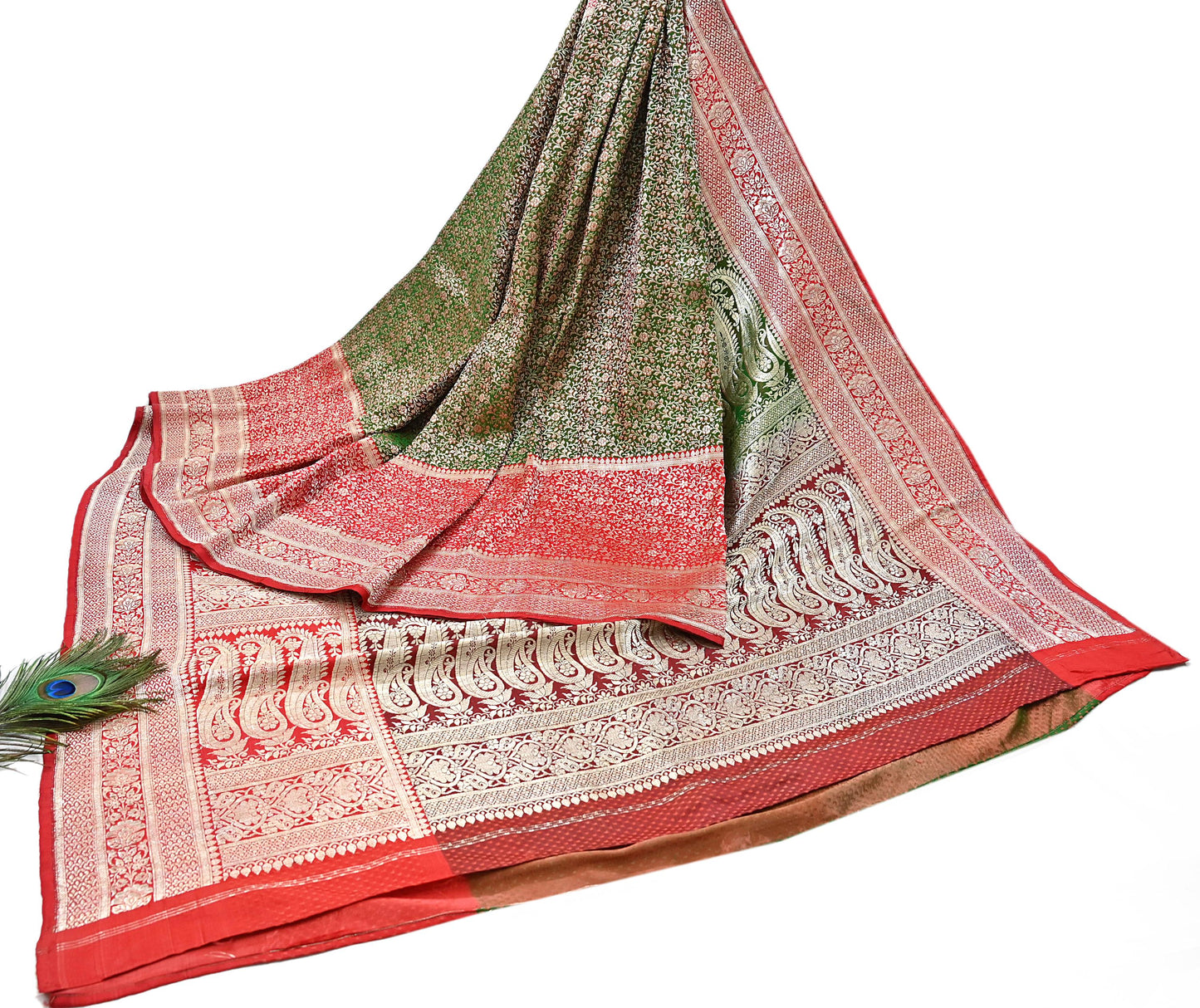 Indian Vintage Sari Heavy Pure Satin Silk Woven Banarasi Brocade Saree Zari 5Yd Ethnic Dress making Crafting Bollywood