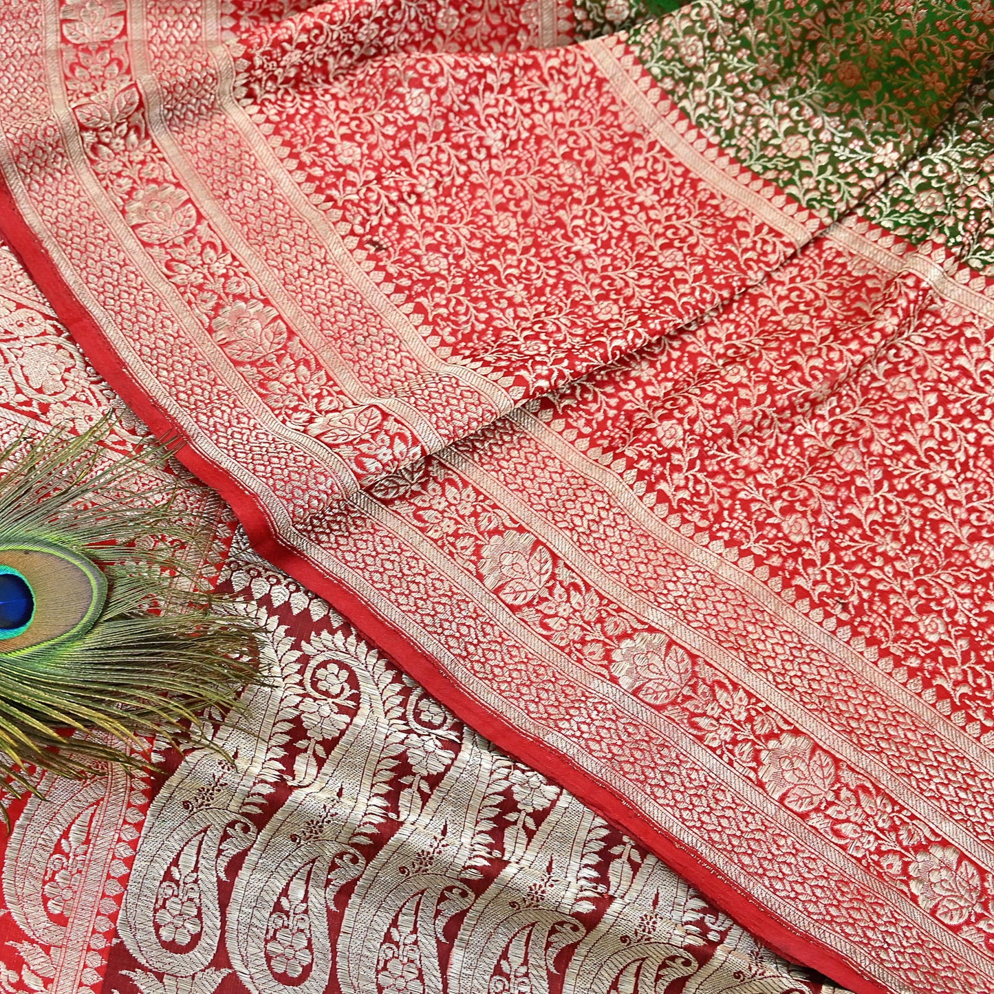 Indian Vintage Sari Heavy Pure Satin Silk Woven Banarasi Brocade Saree Zari 5Yd Ethnic Dress making Crafting Bollywood