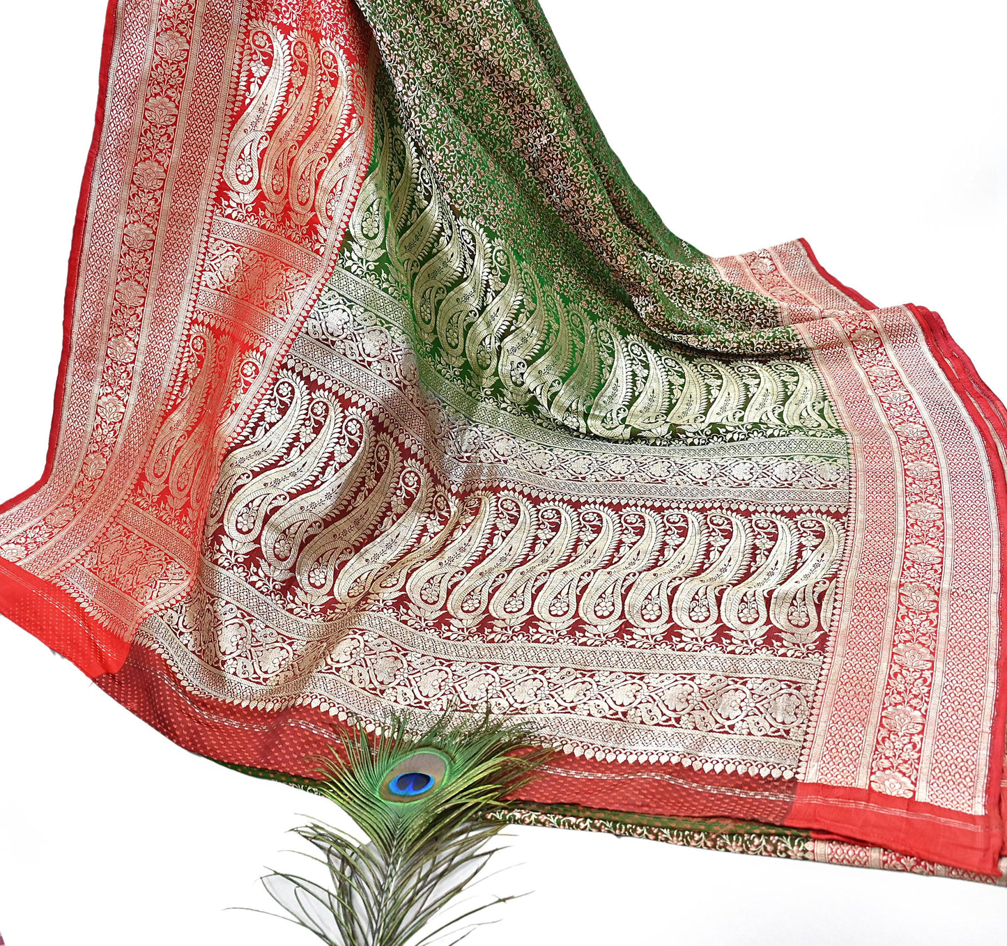 Indian Vintage Sari Heavy Pure Satin Silk Woven Banarasi Brocade Saree Zari 5Yd Ethnic Dress making Crafting Bollywood