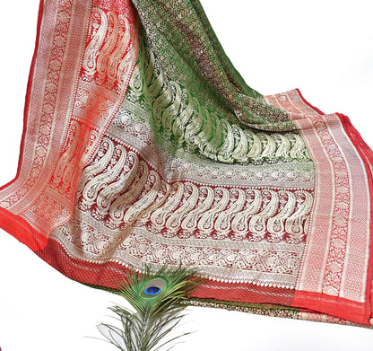 Indian Vintage Sari Heavy Pure Satin Silk Woven Banarasi Brocade Saree Zari 5Yd Ethnic Dress making Crafting Bollywood