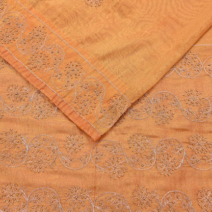 Indian Vintage Saree Hand Embroidered Sari Golden Zardozi Tissue Fabric 5yd Ethnic