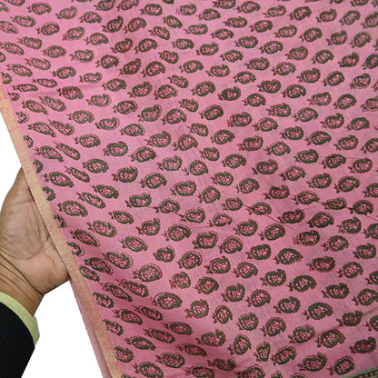 Indian Vintage Sari Green Block Printed Pure Cotton Saree Craft Fabric 5Yd Sewing Sarong Wrap Boho Crafting Upcycle Quilting Zari