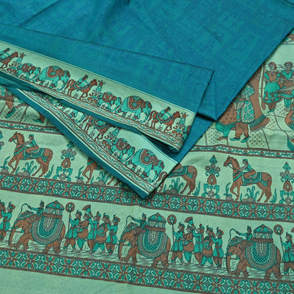 Indian Vintage Sari Green Pure Silk Printed Sarees 6yd Sewing Craft Fabric Dress Making Soft Quilting Crafting Upcycle Used Humans