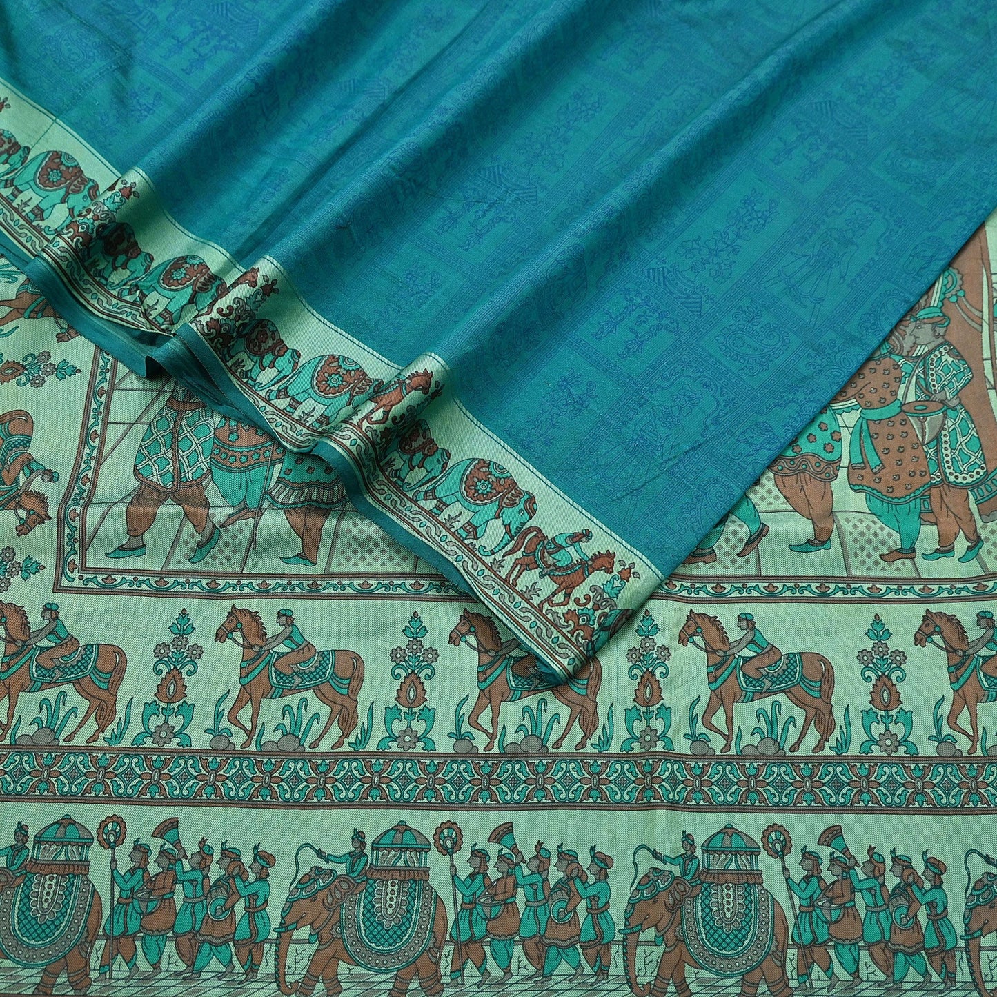 Indian Vintage Sari Green Pure Silk Printed Sarees 6yd Sewing Craft Fabric Dress Making Soft Quilting Crafting Upcycle Used Humans
