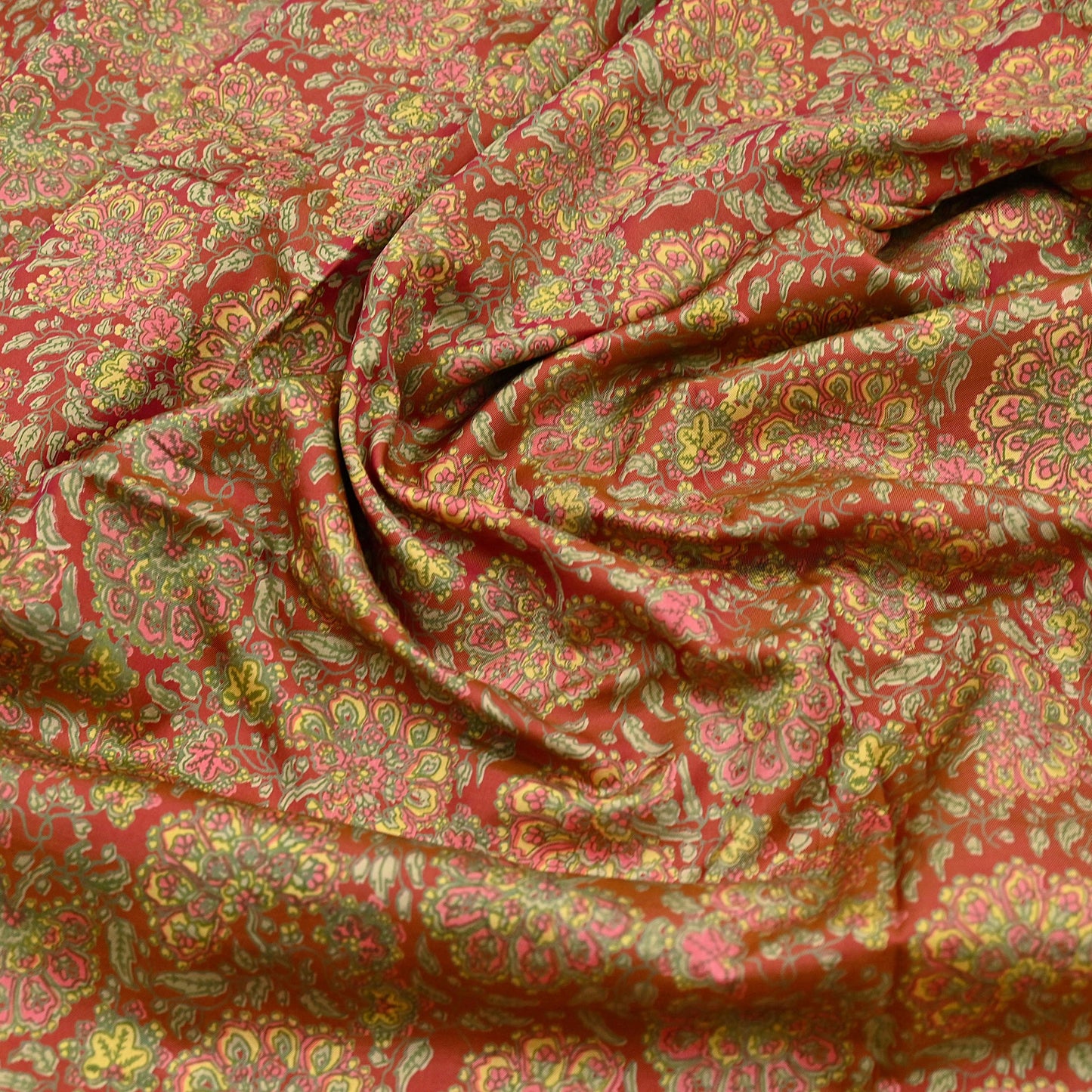 Indian Vintage Sari Red Pure Silk Printed Sarees 5yd Sewing Craft Fabric Dress Making  Soft Floral Wrap Upcycle Used Quilting Crafting