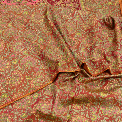 Indian Vintage Sari Red Pure Silk Printed Sarees 5yd Sewing Craft Fabric Dress Making  Soft Floral Wrap Upcycle Used Quilting Crafting
