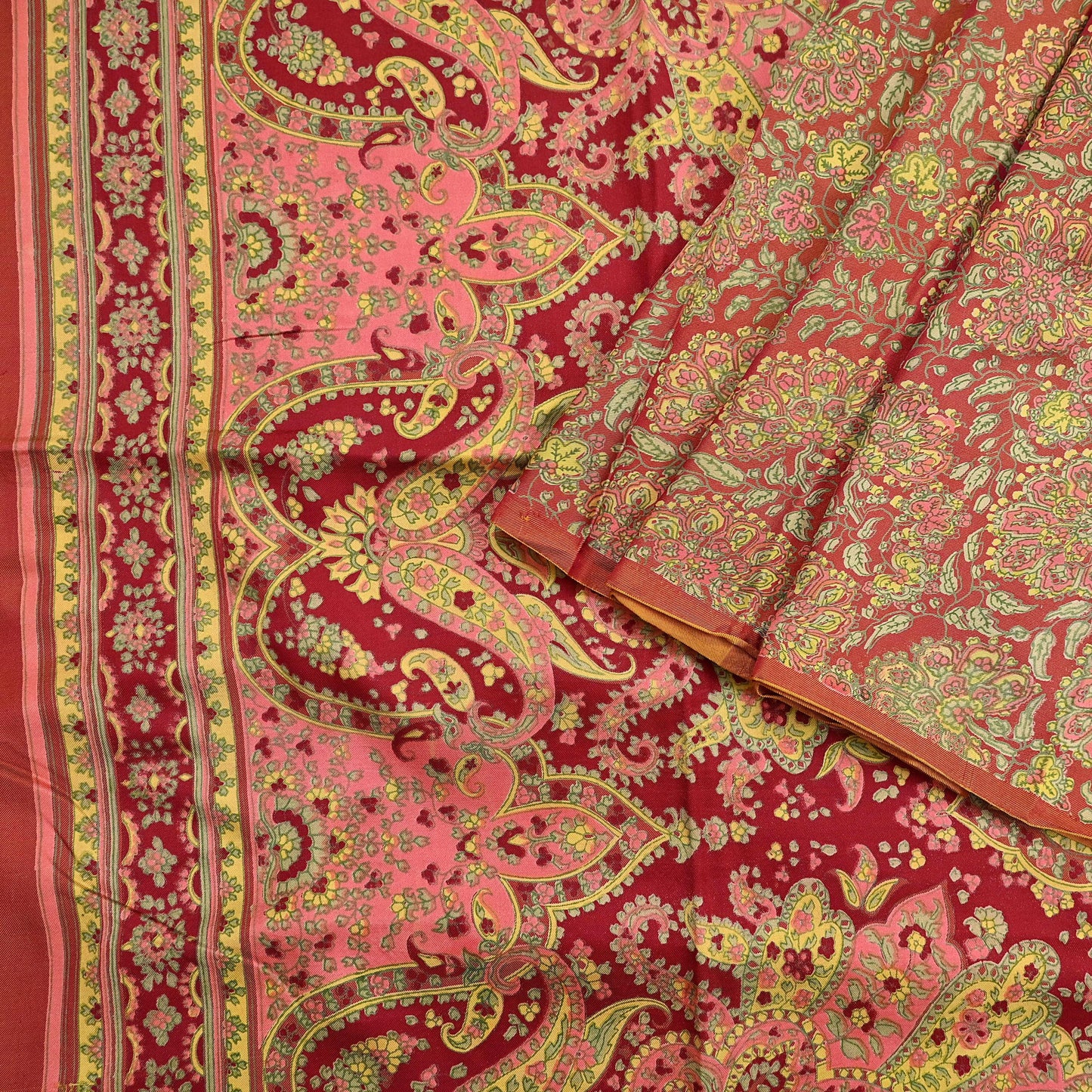 Indian Vintage Sari Red Pure Silk Printed Sarees 5yd Sewing Craft Fabric Dress Making  Soft Floral Wrap Upcycle Used Quilting Crafting
