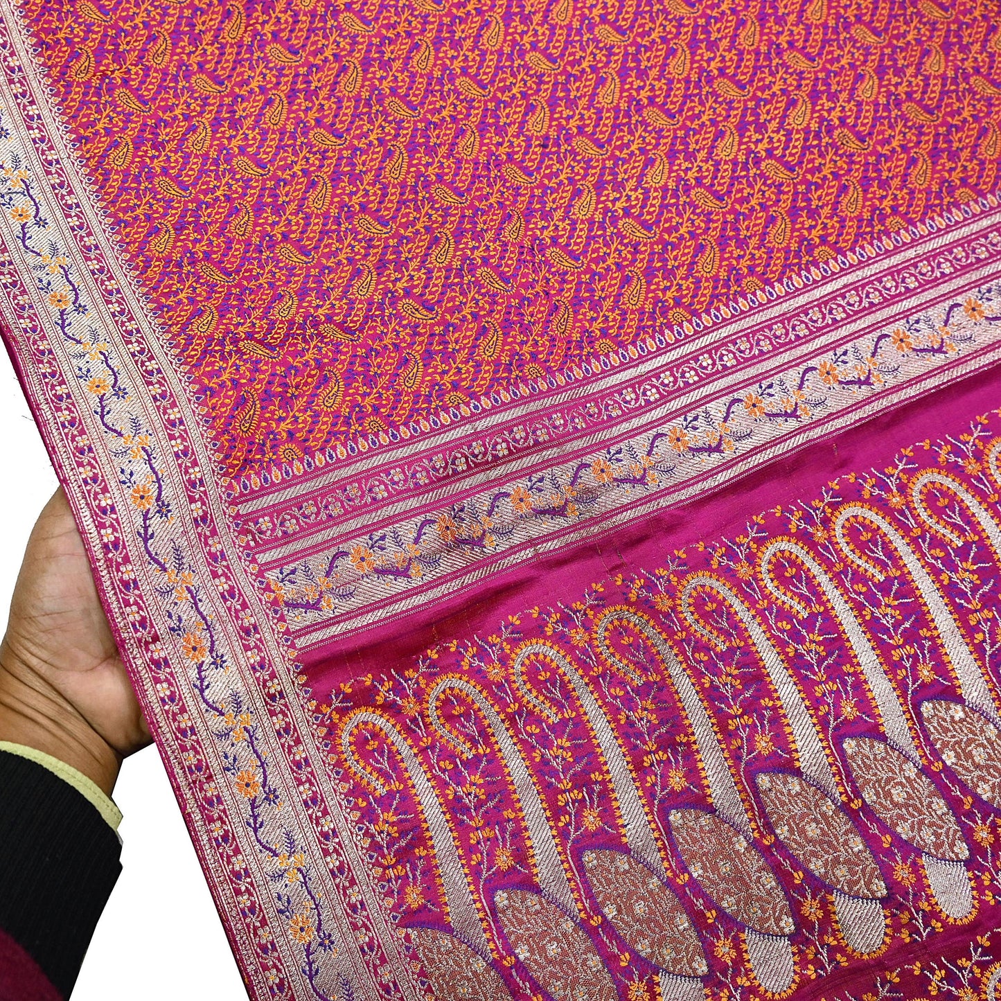 Indian Vintage Sari Pink Heavy Pure Satin Silk Woven Banarasi Tanchoi Saree 5Yd Ethnic Craft Fabric Upcycle Bridal Heavy Sarees
