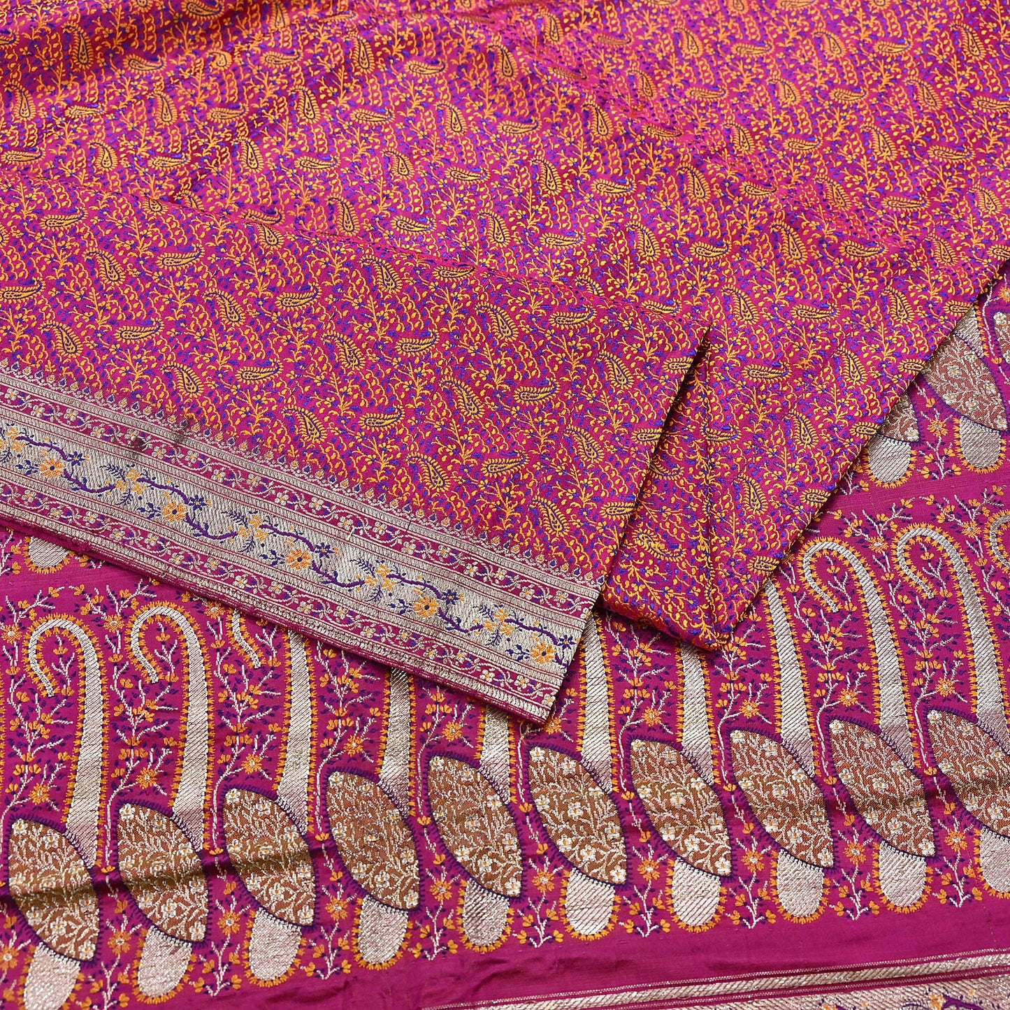 Indian Vintage Sari Pink Heavy Pure Satin Silk Woven Banarasi Tanchoi Saree 5Yd Ethnic Craft Fabric Upcycle Bridal Heavy Sarees