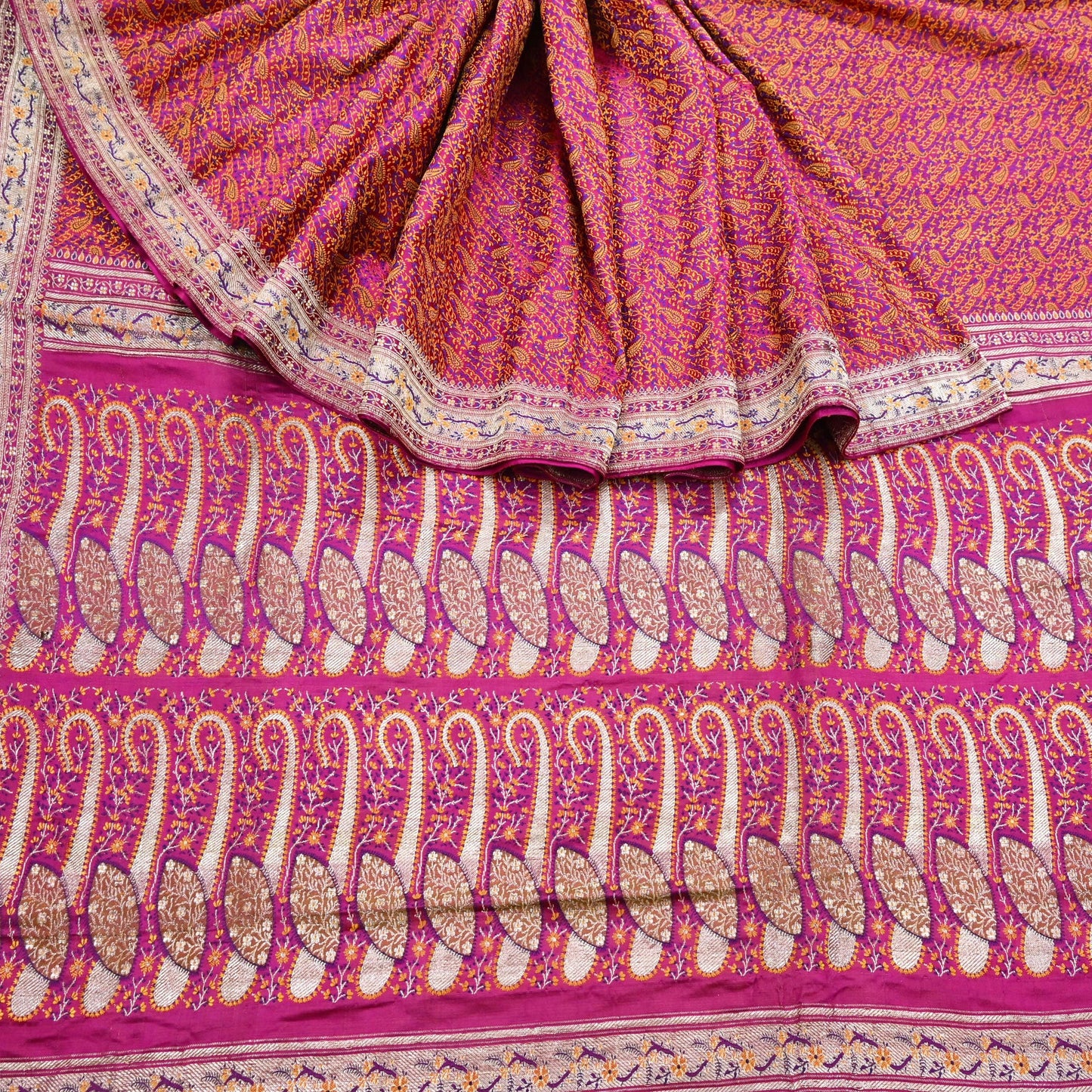 Indian Vintage Sari Pink Heavy Pure Satin Silk Woven Banarasi Tanchoi Saree 5Yd Ethnic Craft Fabric Upcycle Bridal Heavy Sarees