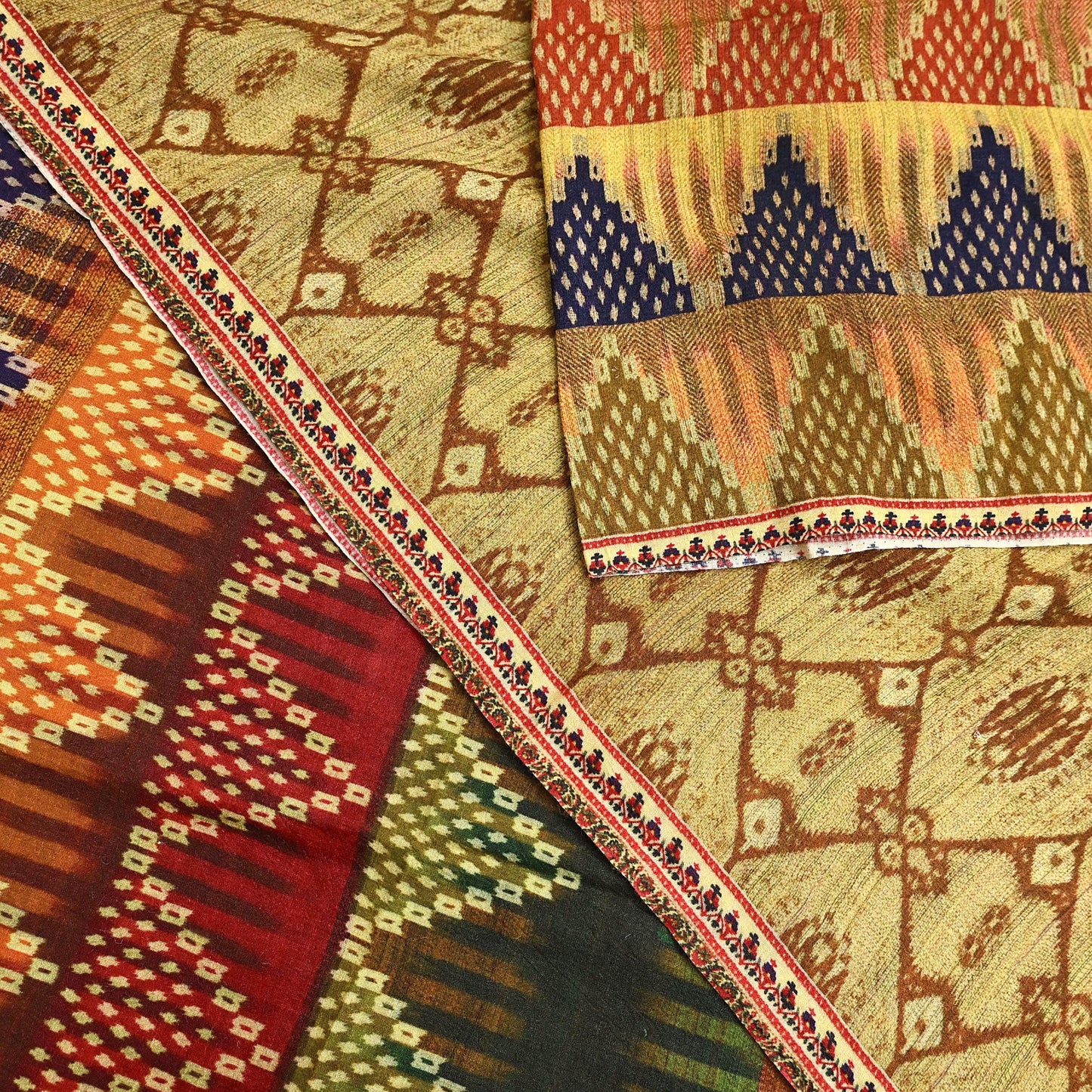 Indian Vintage Multi Saree Pure Khadi Silk Handloom Printed Sari Fabric 5yd Ethnic Wear Sari Floral Designs Dress making Crafting