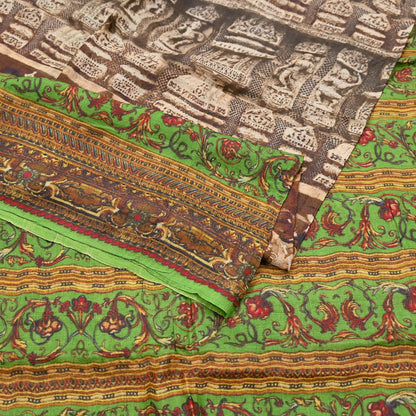 Indian Vintage Multi Saree Pure Khadi Silk Handloom Printed Sari Fabric 6yd Ethnic Wear Sari Floral Designs Dress making Crafting
