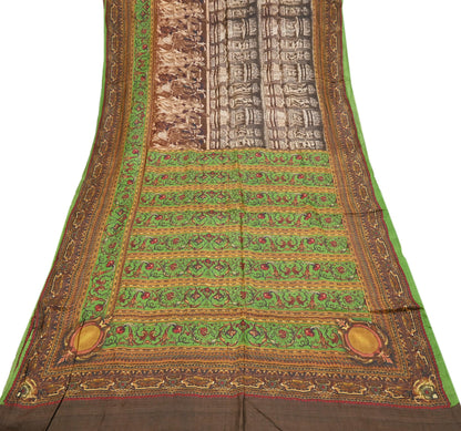 Indian Vintage Multi Saree Pure Khadi Silk Handloom Printed Sari Fabric 6yd Ethnic Wear Sari Floral Designs Dress making Crafting