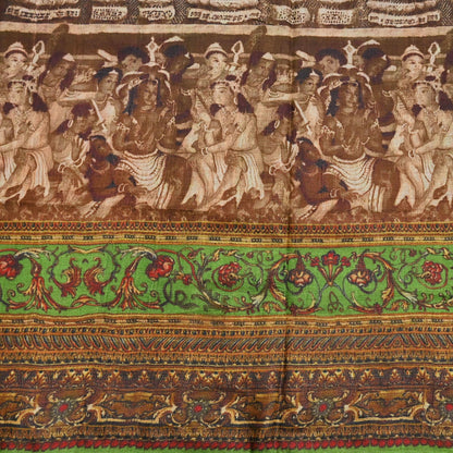 Indian Vintage Multi Saree Pure Khadi Silk Handloom Printed Sari Fabric 6yd Ethnic Wear Sari Floral Designs Dress making Crafting