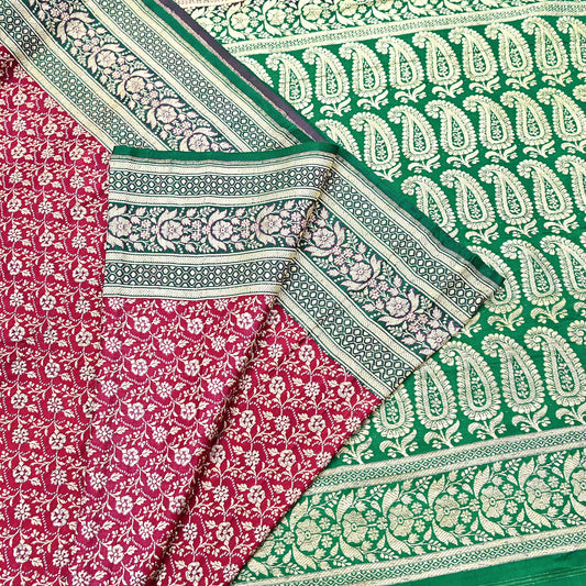 Indian Vintage Sari Heavy Pure Satin Silk Woven Banarasi Brocade Saree Zari 5Yd Ethnic Dress making Crafting Bollywood