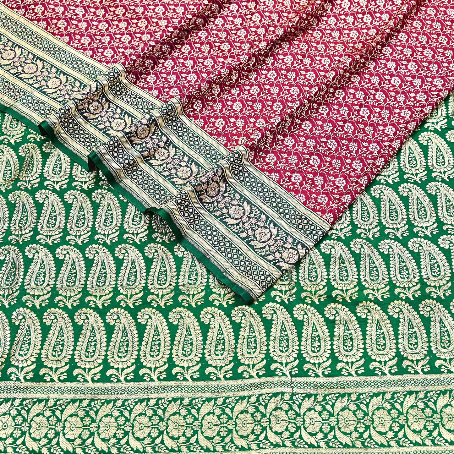 Indian Vintage Sari Heavy Pure Satin Silk Woven Banarasi Brocade Saree Zari 5Yd Ethnic Dress making Crafting Bollywood