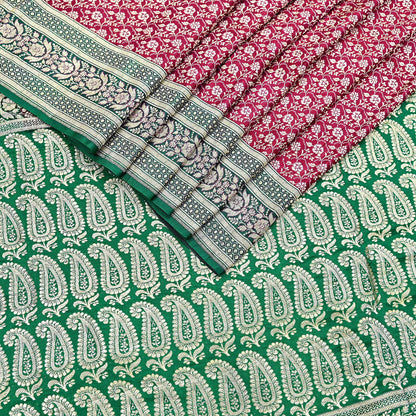Indian Vintage Sari Heavy Pure Satin Silk Woven Banarasi Brocade Saree Zari 5Yd Ethnic Dress making Crafting Bollywood