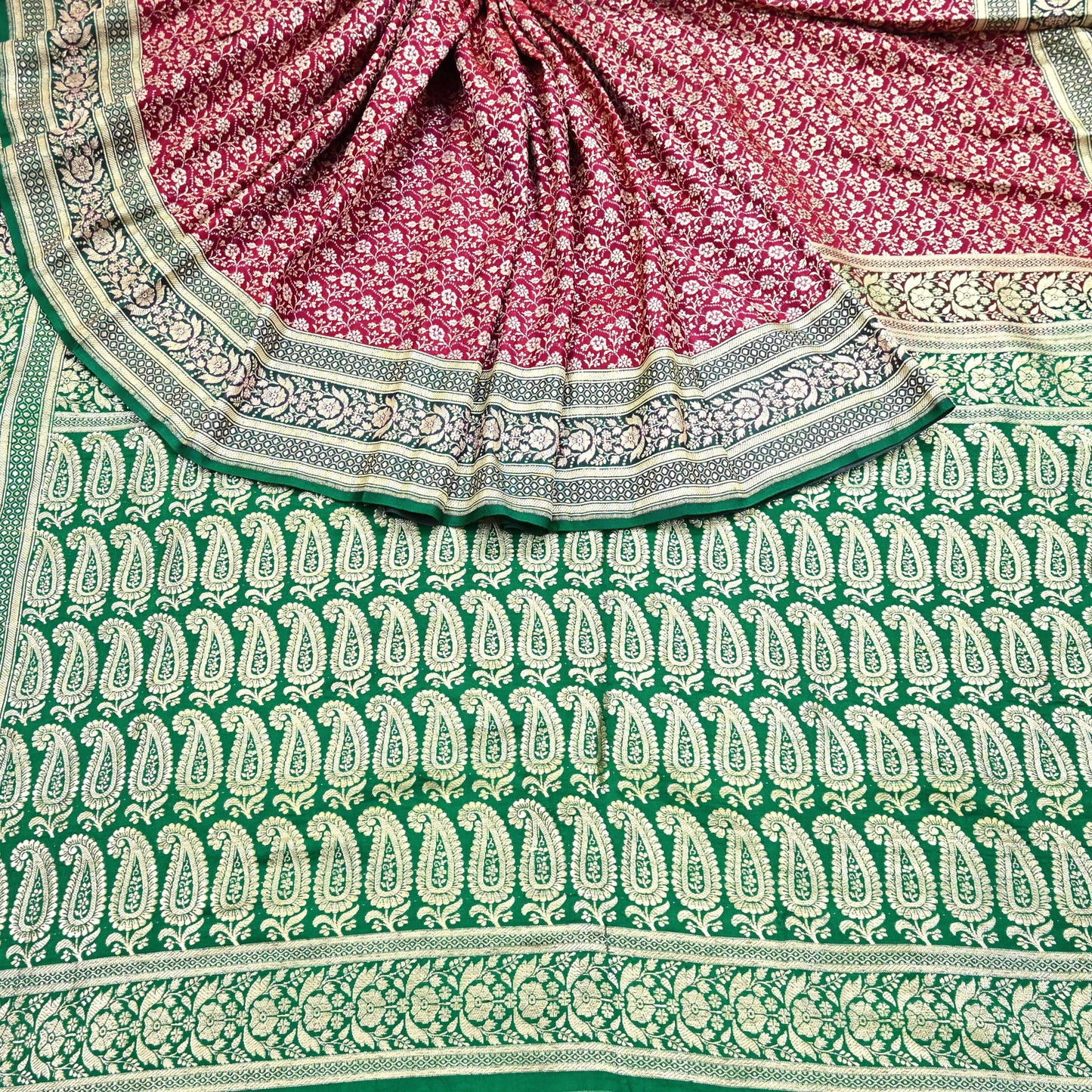Indian Vintage Sari Heavy Pure Satin Silk Woven Banarasi Brocade Saree Zari 5Yd Ethnic Dress making Crafting Bollywood