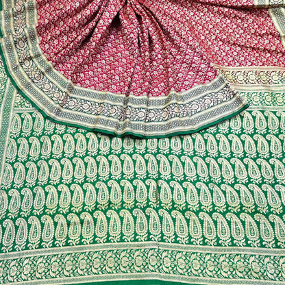 Indian Vintage Sari Heavy Pure Satin Silk Woven Banarasi Brocade Saree Zari 5Yd Ethnic Dress making Crafting Bollywood