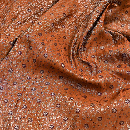 Indian Vintage Sari Rusty Heavy Pure Satin Silk Woven Banarasi Tanchoi Saree 5Yd Ethnic Craft Fabric Upcycle Bridal Heavy Sarees