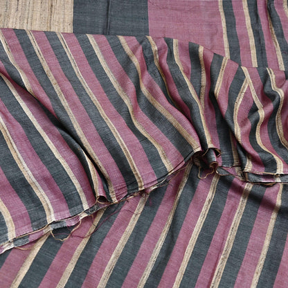 Indian Vintage Sari Pink & black Pure Khadi Silk Handloom Saree Craft Fabric 6yd Ethnic Wear Dress making For Crafting Quilting