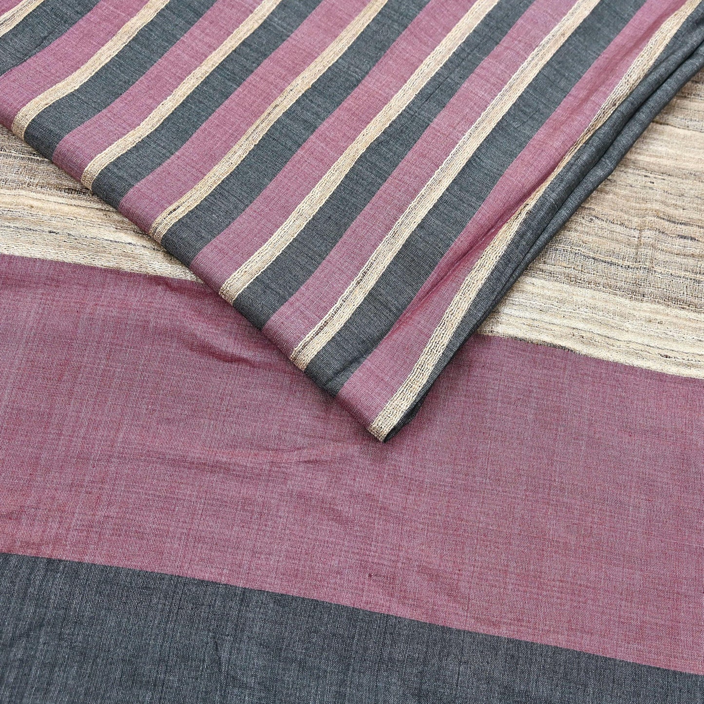 Indian Vintage Sari Pink & black Pure Khadi Silk Handloom Saree Craft Fabric 6yd Ethnic Wear Dress making For Crafting Quilting