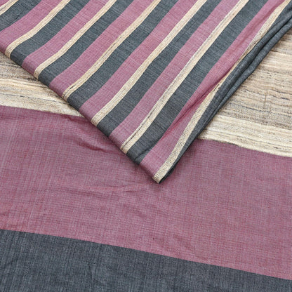 Indian Vintage Sari Pink & black Pure Khadi Silk Handloom Saree Craft Fabric 6yd Ethnic Wear Dress making For Crafting Quilting