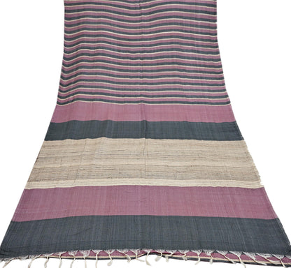 Indian Vintage Sari Pink & black Pure Khadi Silk Handloom Saree Craft Fabric 6yd Ethnic Wear Dress making For Crafting Quilting