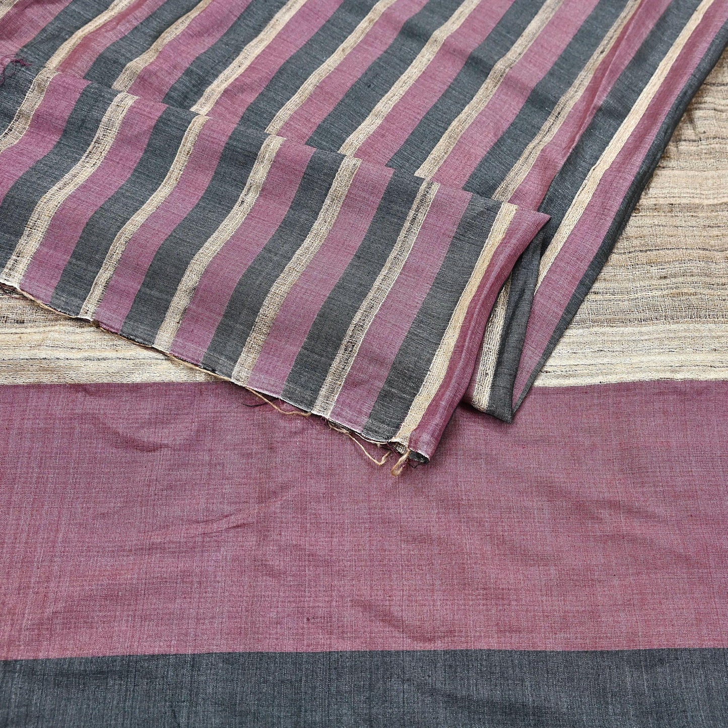 Indian Vintage Sari Pink & black Pure Khadi Silk Handloom Saree Craft Fabric 6yd Ethnic Wear Dress making For Crafting Quilting
