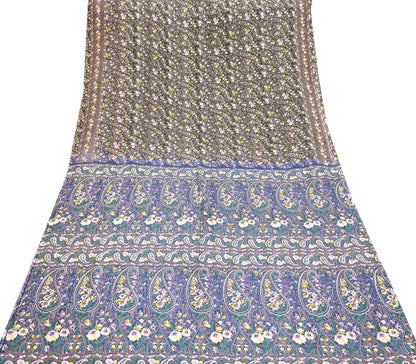 Indian Vintage Blue & Green Sarees Pure Cotton Block Printed Sari 5yd Sewing Craft Fabric DressMaking Soft Crafting Quilting Upcycle