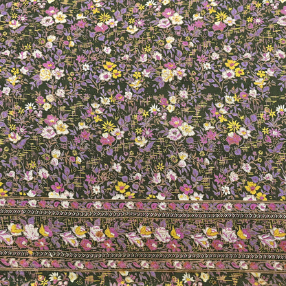 Indian Vintage Blue & Green Sarees Pure Cotton Block Printed Sari 5yd Sewing Craft Fabric DressMaking Soft Crafting Quilting Upcycle