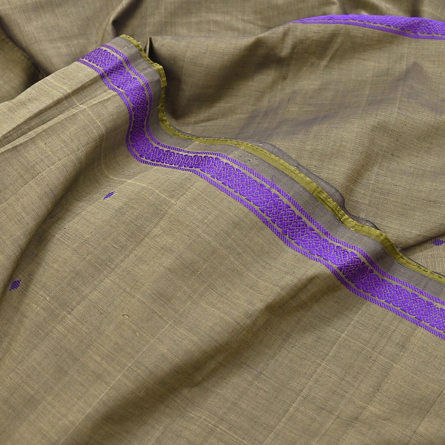 Indian Vintage Saree Purple & brown Cotton Hand woven Sambalpuri Ikat sari Craft Fabric 5Yd Ethnic Chackra Border Dress Making Quilting