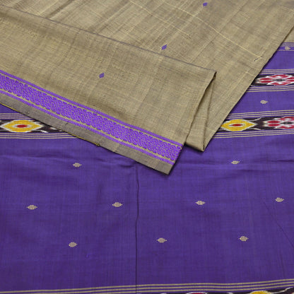 Indian Vintage Saree Purple & brown Cotton Hand woven Sambalpuri Ikat sari Craft Fabric 5Yd Ethnic Chackra Border Dress Making Quilting