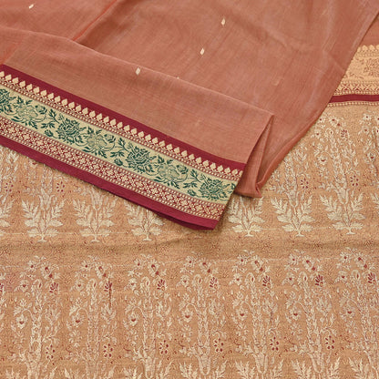Indian Vintage Heavy Maroon Hand Woven Saree 100% Pure Silk Sari 5Yard Floral Dress making Crafting Quilting Upcycle