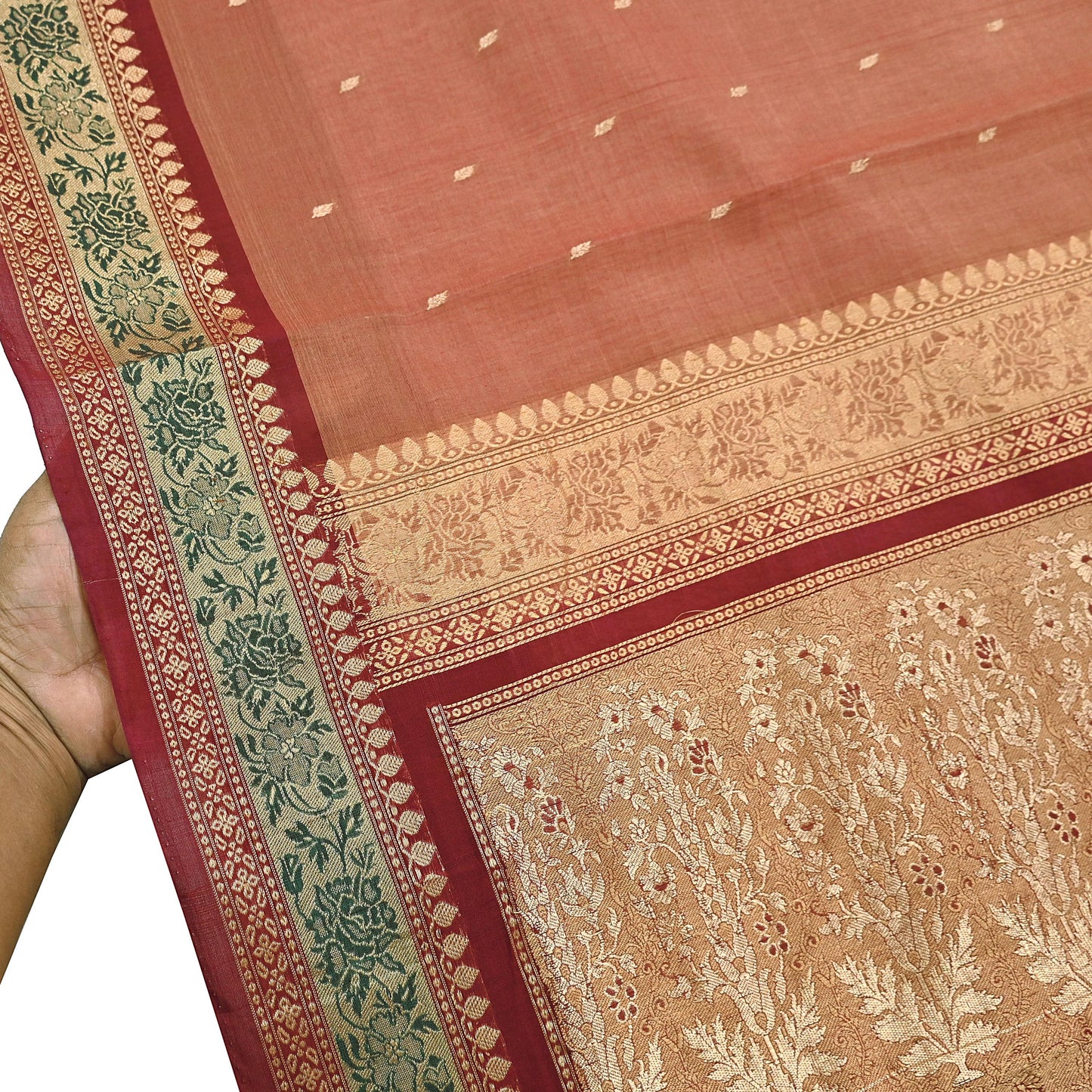Indian Vintage Heavy Maroon Hand Woven Saree 100% Pure Silk Sari 5Yard Floral Dress making Crafting Quilting Upcycle