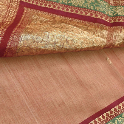 Indian Vintage Heavy Maroon Hand Woven Saree 100% Pure Silk Sari 5Yard Floral Dress making Crafting Quilting Upcycle